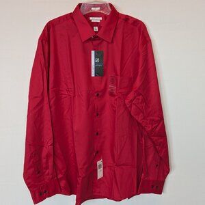 NWT Big & Tall Van Heusen Red Lux Sateen Dress Shirt 18 1/2 x 36-37
